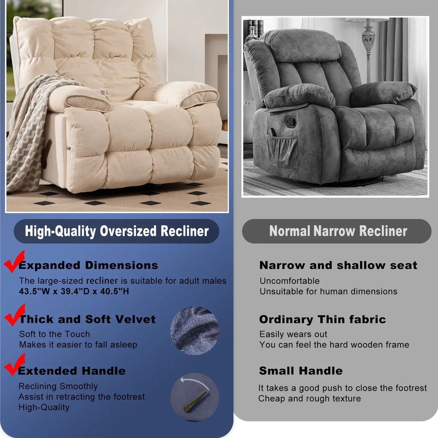 Oversized Rocking Recliner Chair