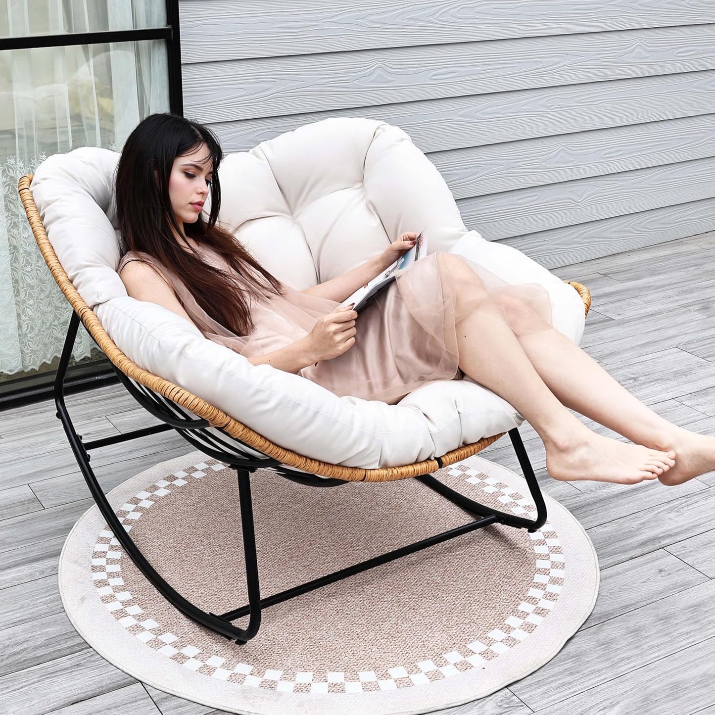 Oversized Egg-Shaped Rocking Recliner